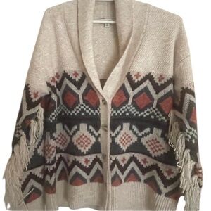 Frye Western Cardigan Sweater Fringed Sleeves
